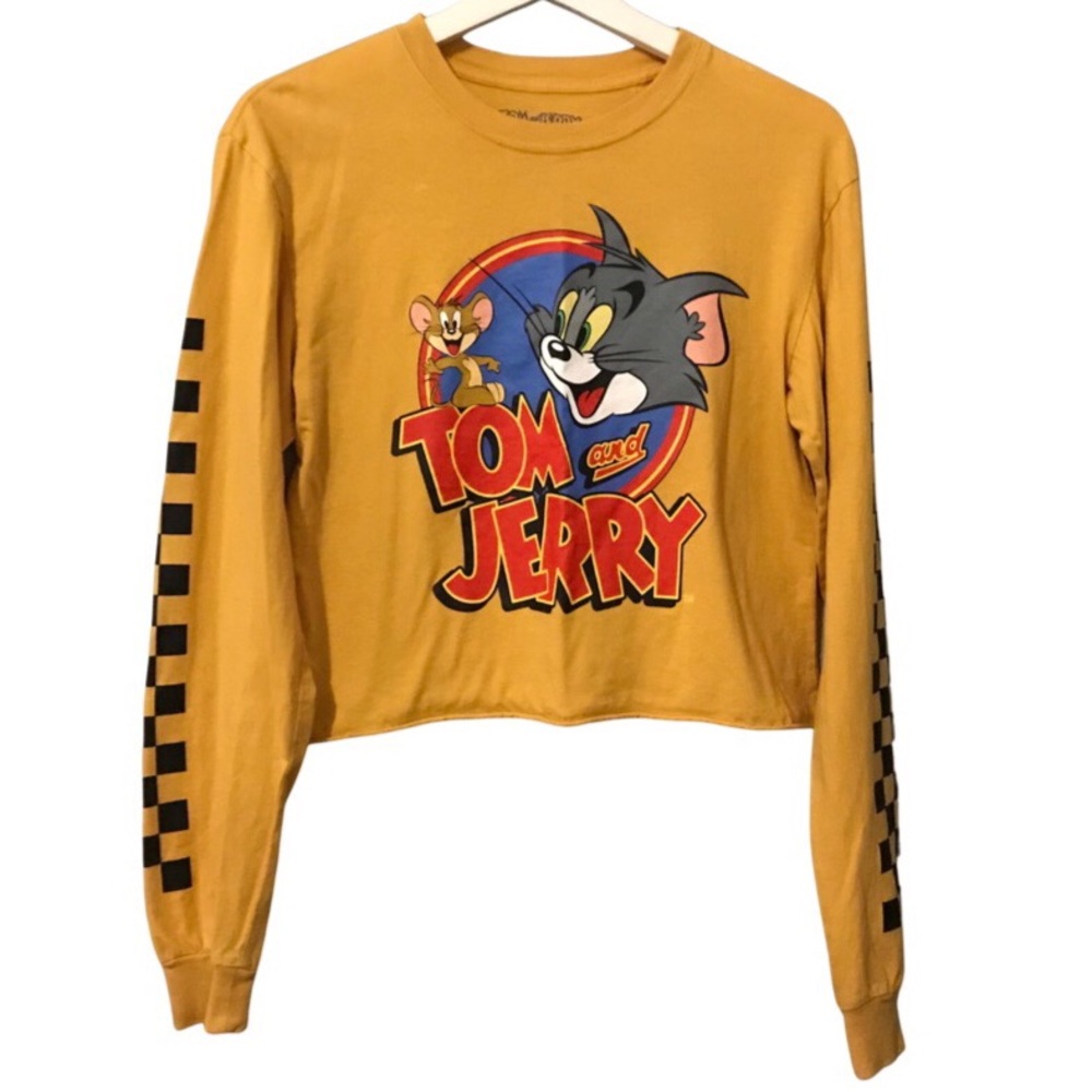 Cropped Tom and Jerry Long Sleeve T shirt Top